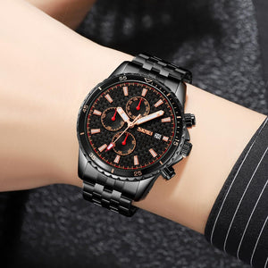 SKMEI - 9334 - Quartz Chronograph Analog Dial Stainless Steel Watch - black/black image 1