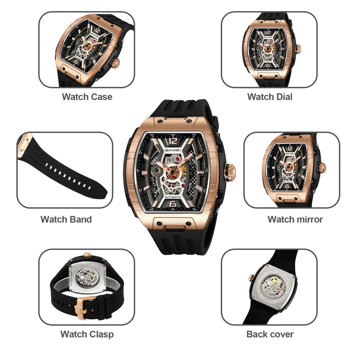 SKMEI - M033 - Phantom Automatic Skeleton Watch - rose gold image 6