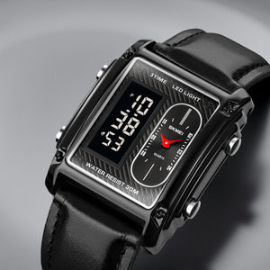 Skmei - 1868 (strap) - Digital LED Luminous Waterproof - Black-Leather image 1