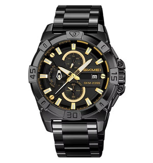 SKMEI - 2399 - Analog Multifunction Watch for Men with Stopwatch - black/gold image 1