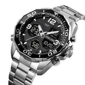 Skmei - 1649 - Rotatable Ring Quartz MultiFunctional Watch - Silver image 0