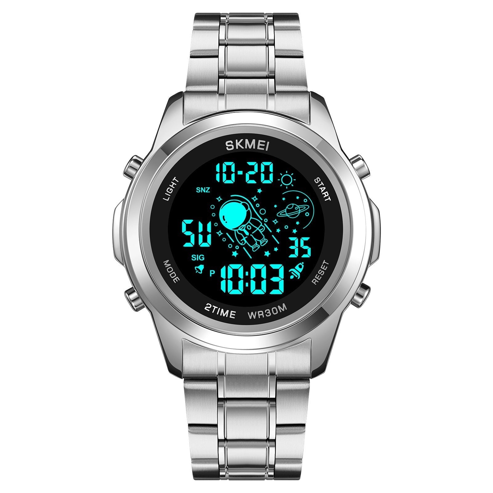 Skmei - 2019 - Advanced Digital Features Dual Time Watch - silver-black image 3