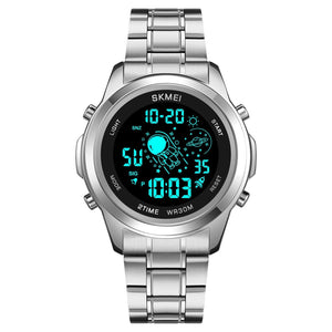 Skmei - 2019 - Advanced Digital Features Dual Time Watch - silver-black image 3