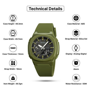 Skmei - 2091 - Digital Analog World Time Watch - ArmyGreen/Black image 4