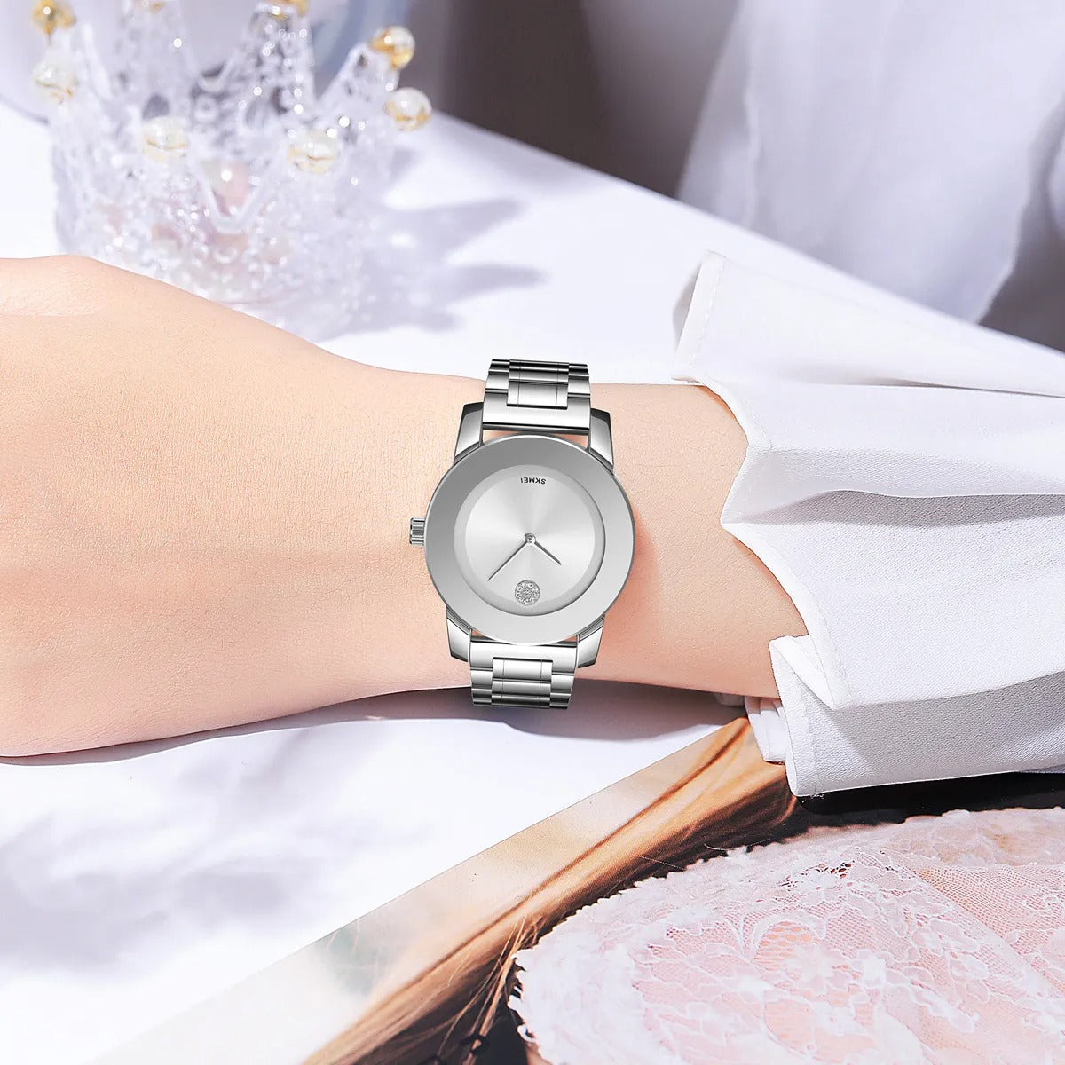 Skmei - 2176 - Women Minimal Quartz Timepiece - silver/silver image 3