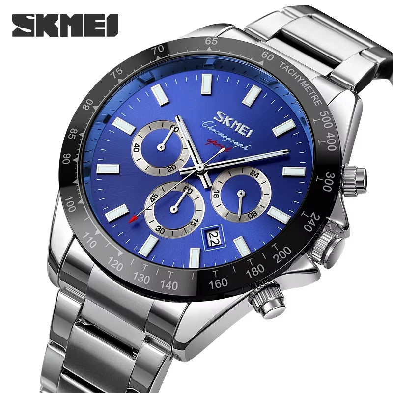 SKMEI - 9259 - High Quality Luxury Watch - Silver/Blue image 2