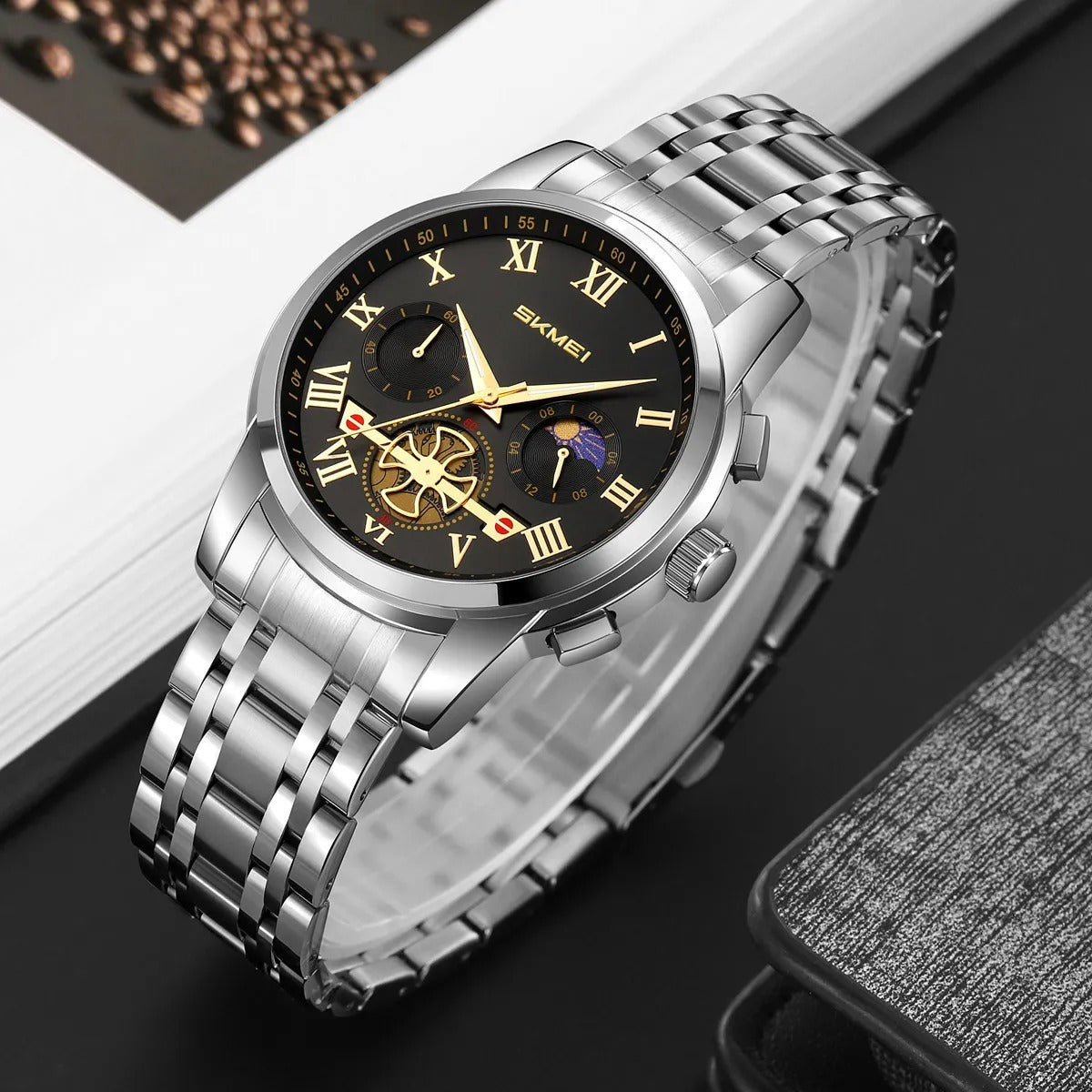 SKMEI - 9394 - Prime Classic Chronograph Stainless Steel - siver-black image 2