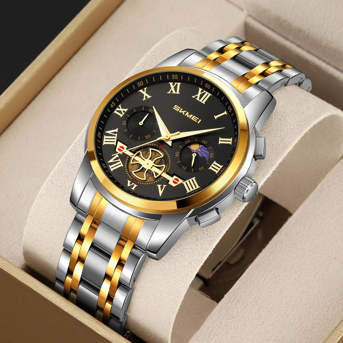 SKMEI - 9394 - Prime Classic Chronograph Stainless Steel - silver/gold-black image 1