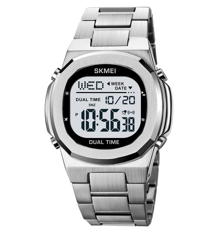 SKMEI 2004 Digital Chronograph Countdown Timer Watch - silver/white image 0