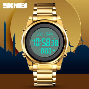 SKMEI - 1734 - Qibla Azan Time Reminder Prayer Watch - gold image 3