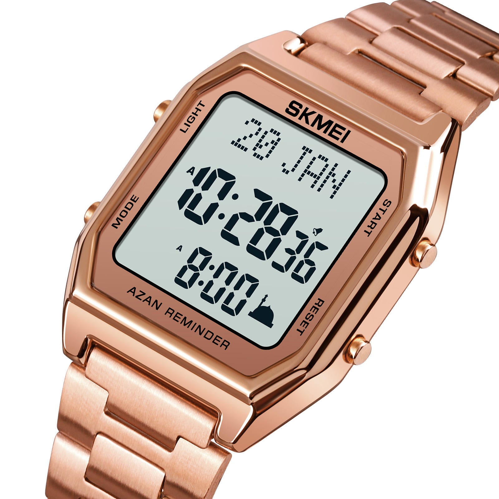 SKMEI - 1763 - Qibla Azan Time Reminder Prayer Watch - rose gold/white image 1