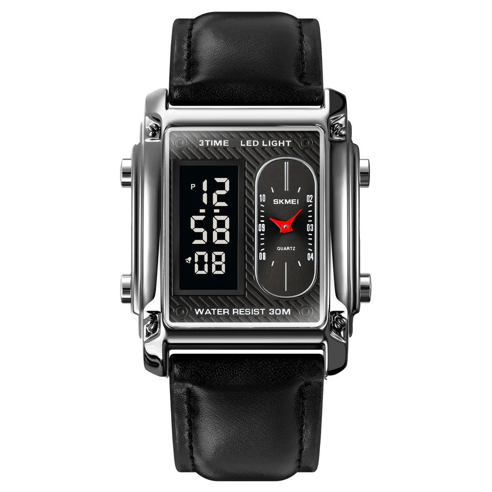 Skmei - 1868 (strap) - Digital LED Luminous Waterproof - Silver-Leather image 0