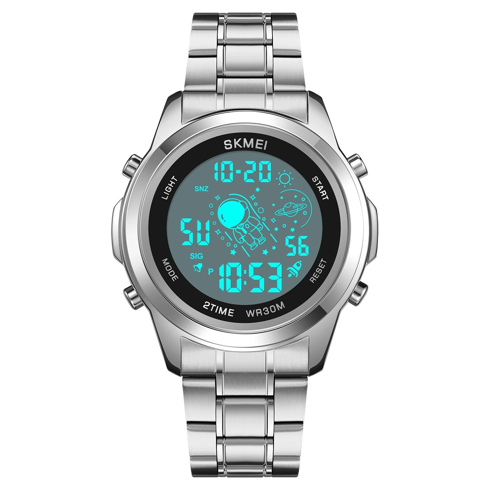 Skmei - 2019 - Advanced Digital Features Dual Time Watch - silver-white image 4