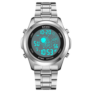 Skmei - 2019 - Advanced Digital Features Dual Time Watch - silver-white image 4
