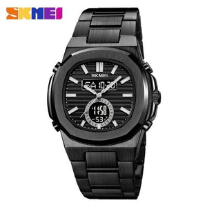 Skmei - 2279 - Dual Time Stainless Steel Watch - Black/Black image 0