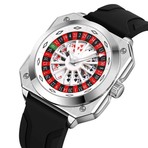 SKMEI - 9379 - Rotating Poker Dial Silicone Wrist Watch - silver/black image 0
