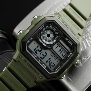 SKMEI 1299 Digital Dual Time Sports Watch - armygreen image 2