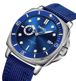SKMEI 9328 Analog Quartz Nylon Strap Casual Watch - Blue image 1