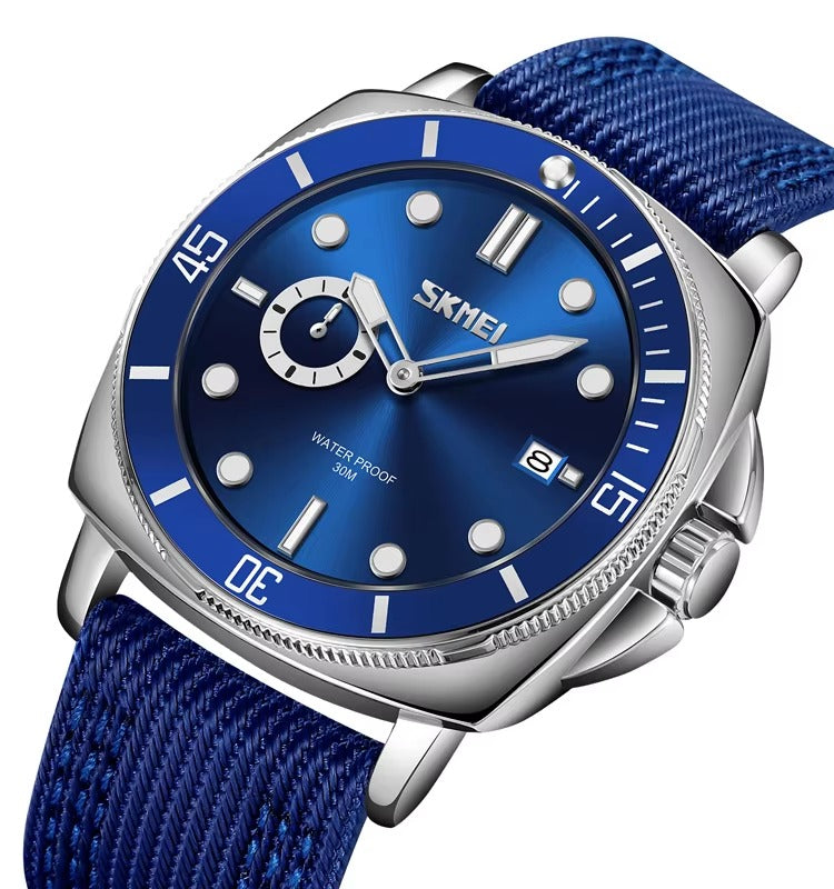 SKMEI 9328 Analog Quartz Nylon Strap Casual Watch - Blue image 1