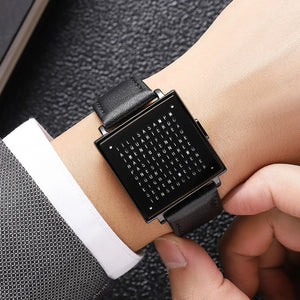Skmei - 2388 - Luxury Word Dial Watch - Black/Leather image 2