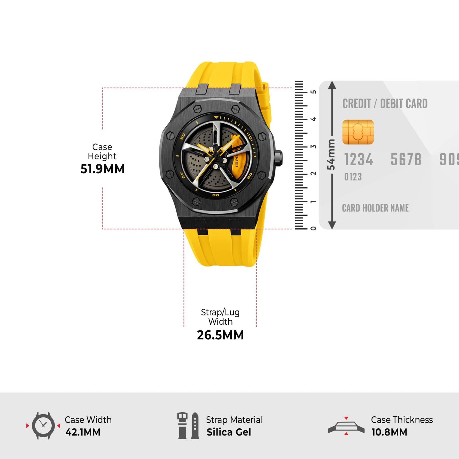 SKMEI - 2359 - Rotating Wheel Sports Edition Watch - yellow-silical gel image 3