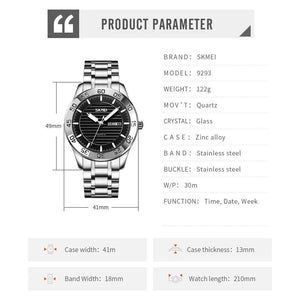 Skmei - 9293 - Premium Steel Quartz Performance Watch - silver black image 6