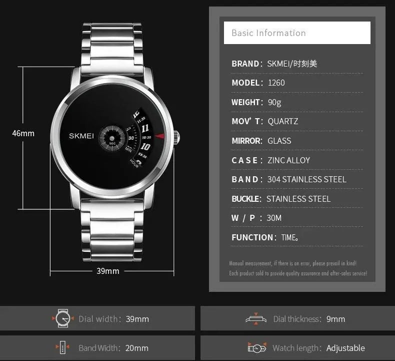 SKMEI -1260 - Waterproof Business Watch For Men - Silver/Black-Steel image 3