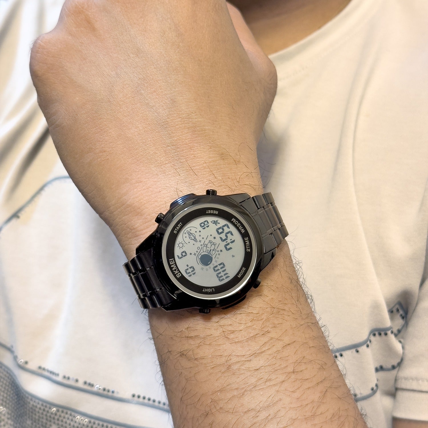 Skmei - 2019 - Advanced Digital Features Dual Time Watch - black-white image 1