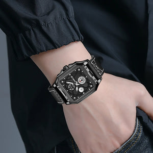 SKMEI - 9330 - Premium Down Second Square Dial Watch - black/black image 2
