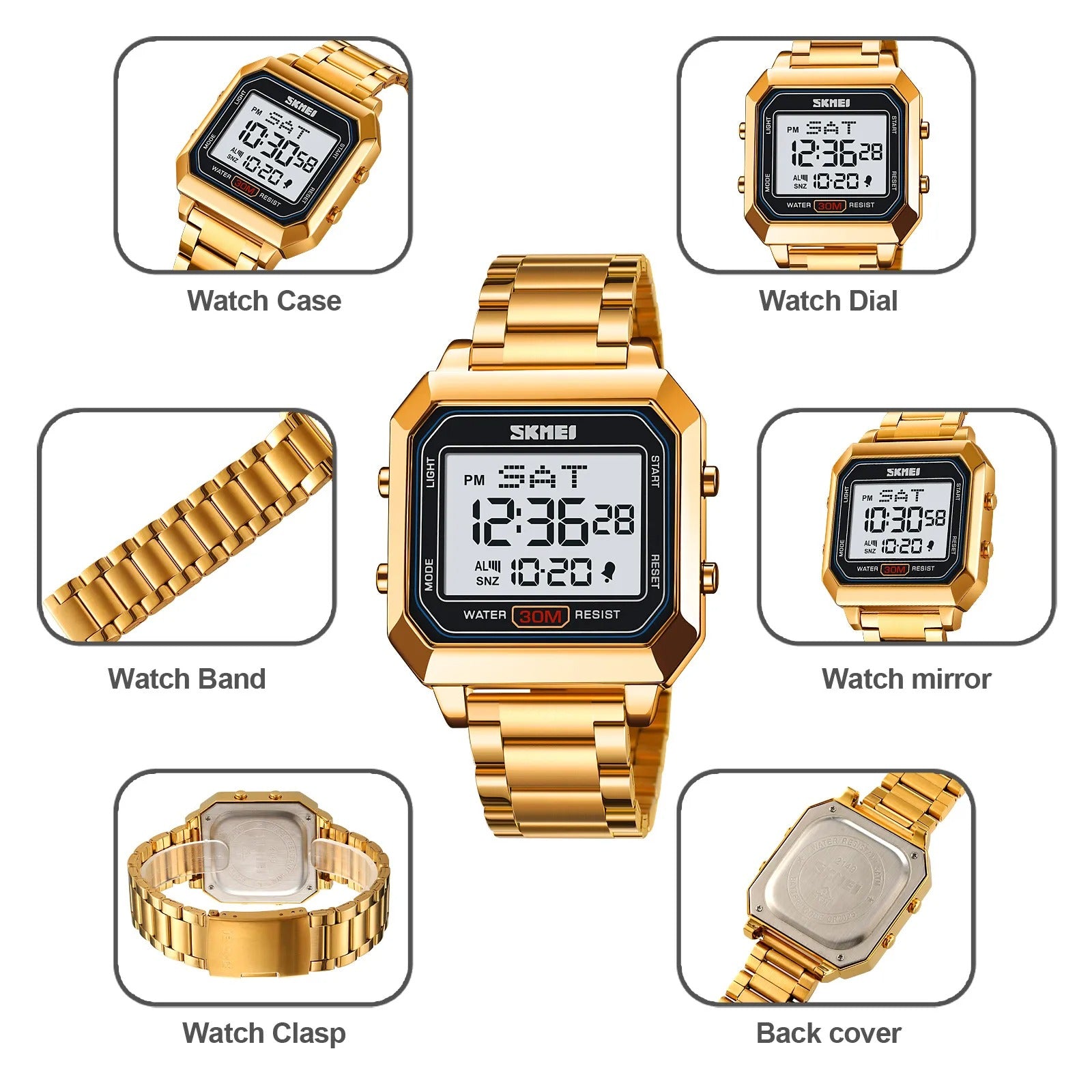 Skmei – 2149 – Metal Digital Watch – Gold image 5
