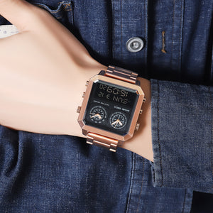 Skmei - 2204 - Digital Luminous 4 Time Square - RoseGold/Black image 1