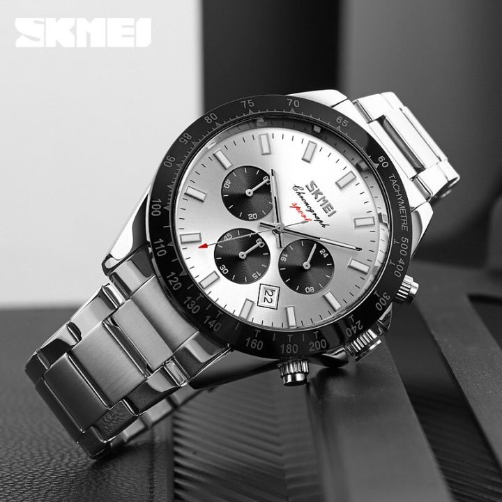 Skmei - 9259 - Stainless Steel Chronograph - Silver/Silver image 2