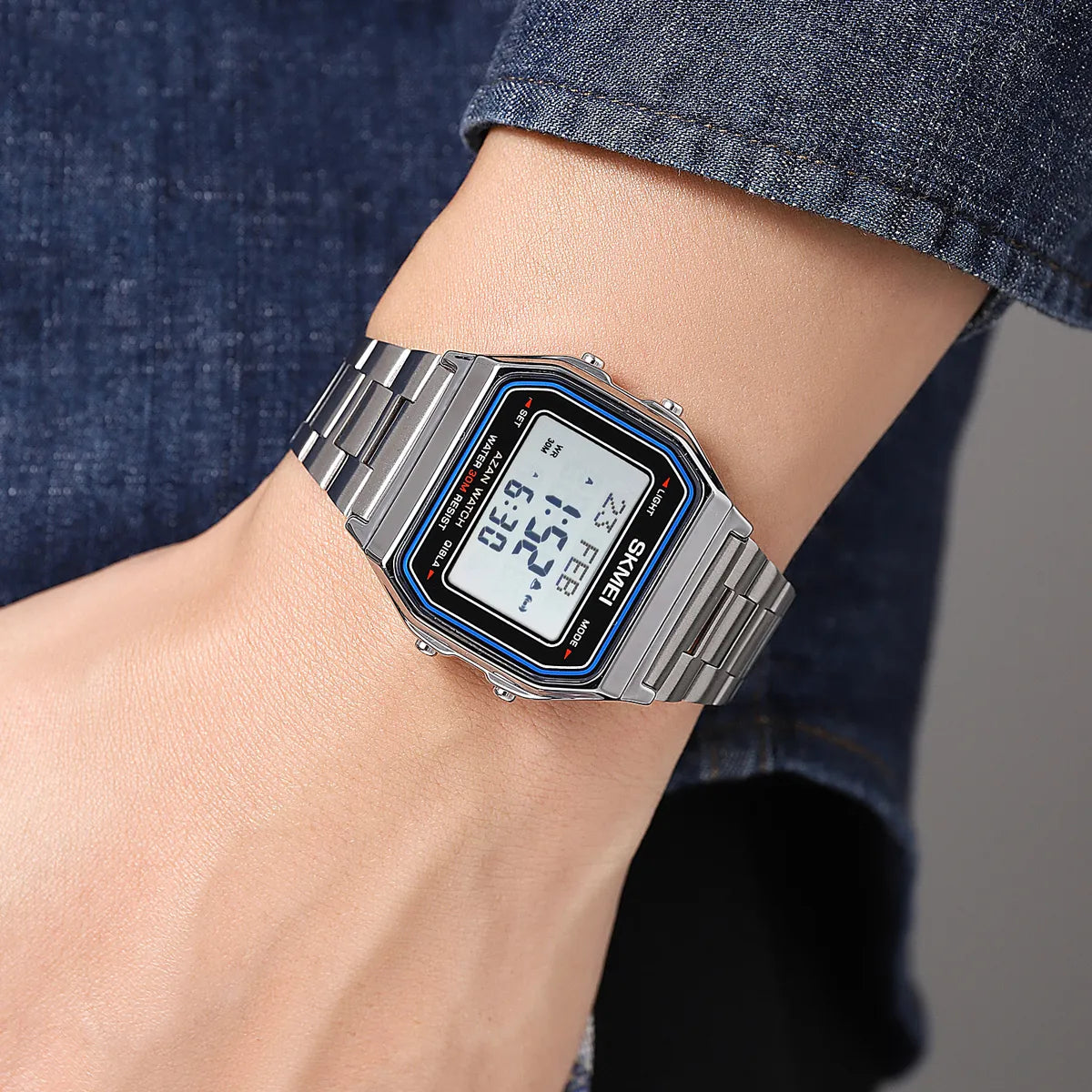 SKMEI - 2194 - Qibla Azan Time Reminder Prayer Watch - silver image 2