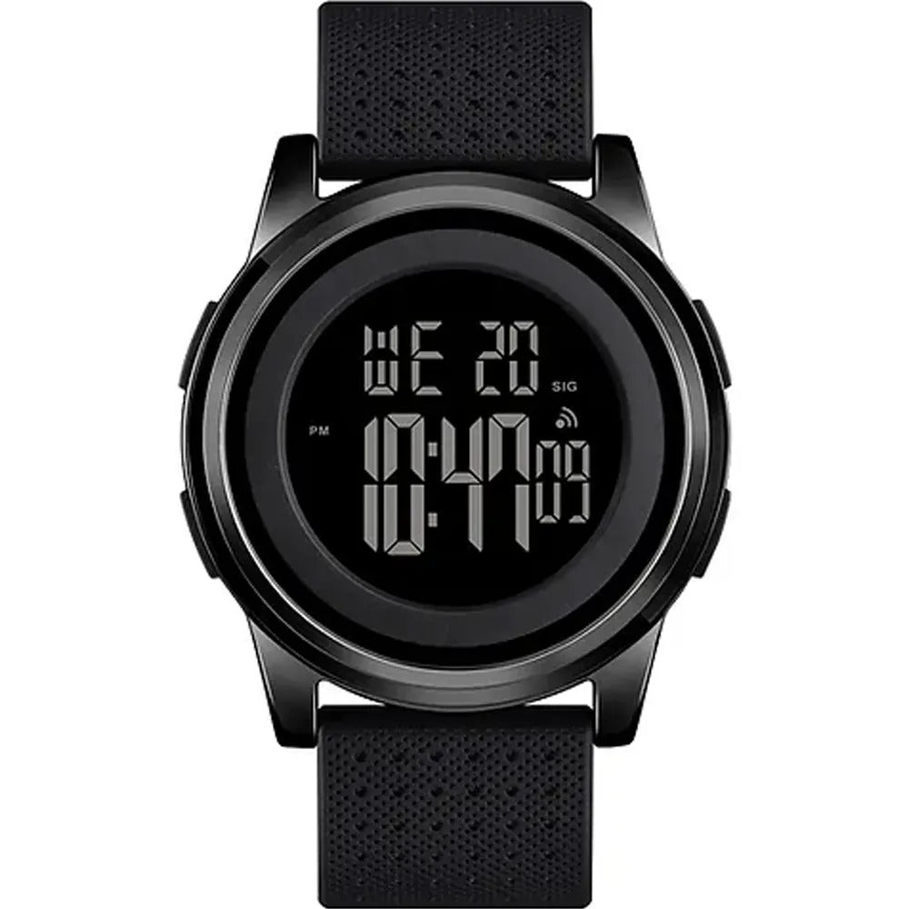 SKMEI - 1502 - Digital Thin Dial Waterproof Wrist Watch - black/black image 1