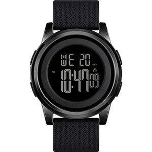 SKMEI - 1502 - Digital Thin Dial Waterproof Wrist Watch - black/black image 1