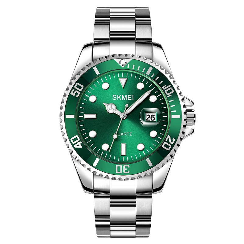 SKMEI - 1779 - Casual Quartz Luxury Full Steel Waterproof watch - silver/green image 0