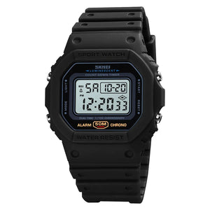 SKMEI - 1628 - Classic Digital Sports Watch - Black/White image 0