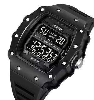 SKMEI 2296 Digital Sports Countdown Timer Watch - Black/black image 1