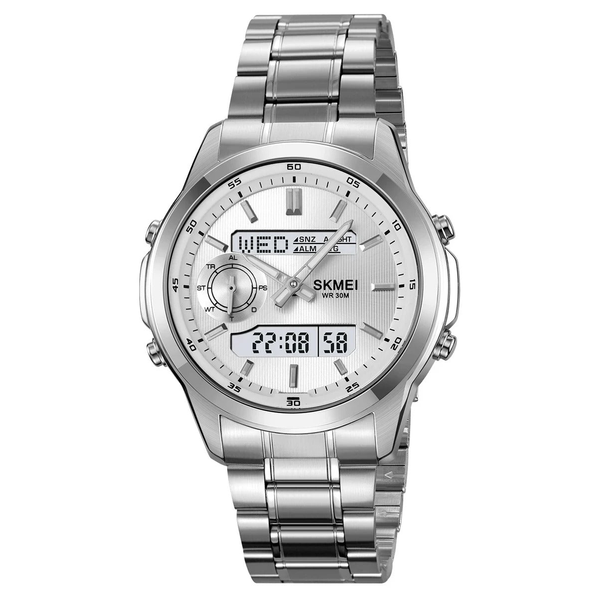 SKMEI - 2284 - World Master Dual Display Watch - Silver/Silver image 1
