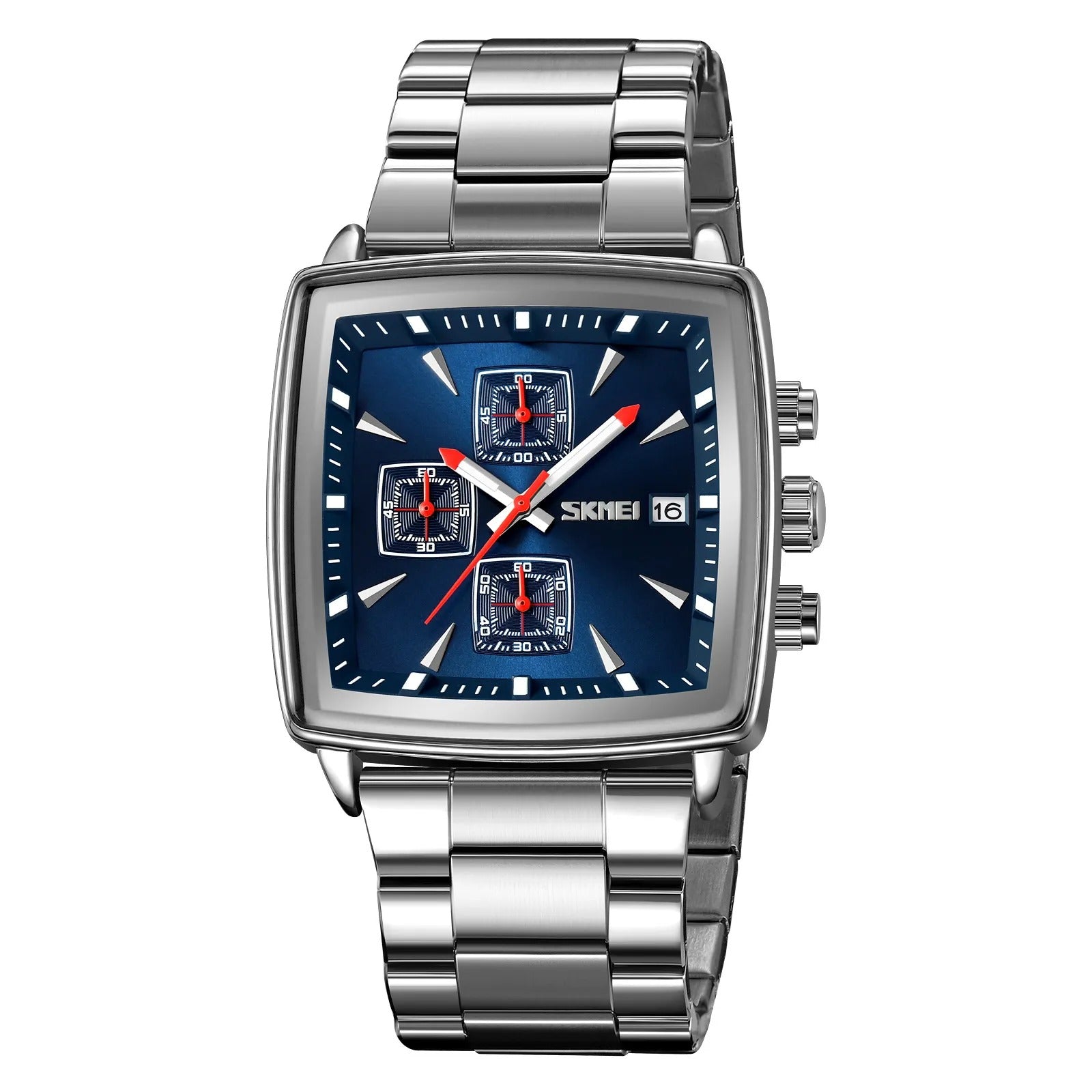 SKMEI - 9331 - Luxury Chronograph Wr30m Waterpoof Quartz - Silver/Blue image 1