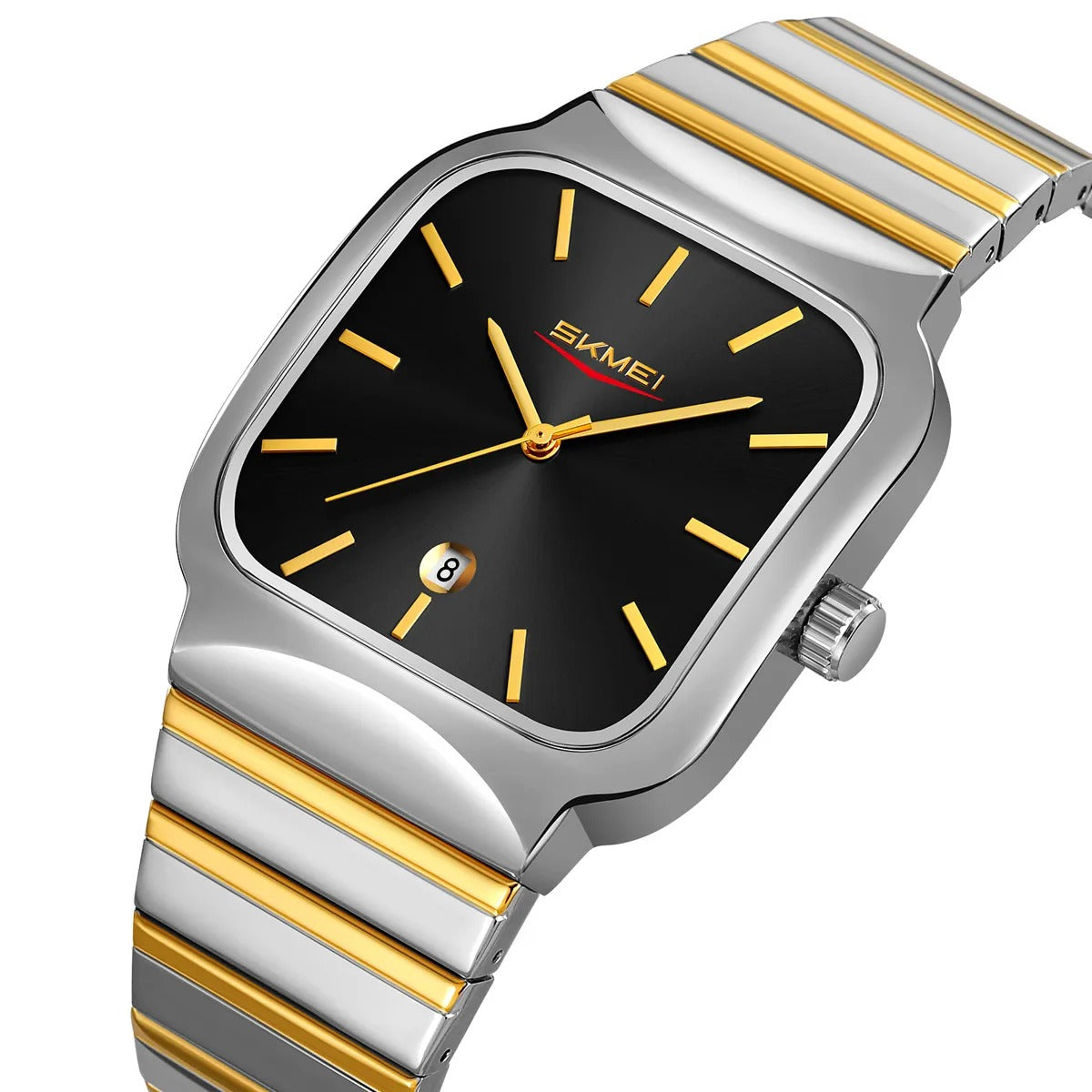 Skmei - 9361 - Luxury Square Men Quartz Watch Waterproof - silver/Gold-black image 0