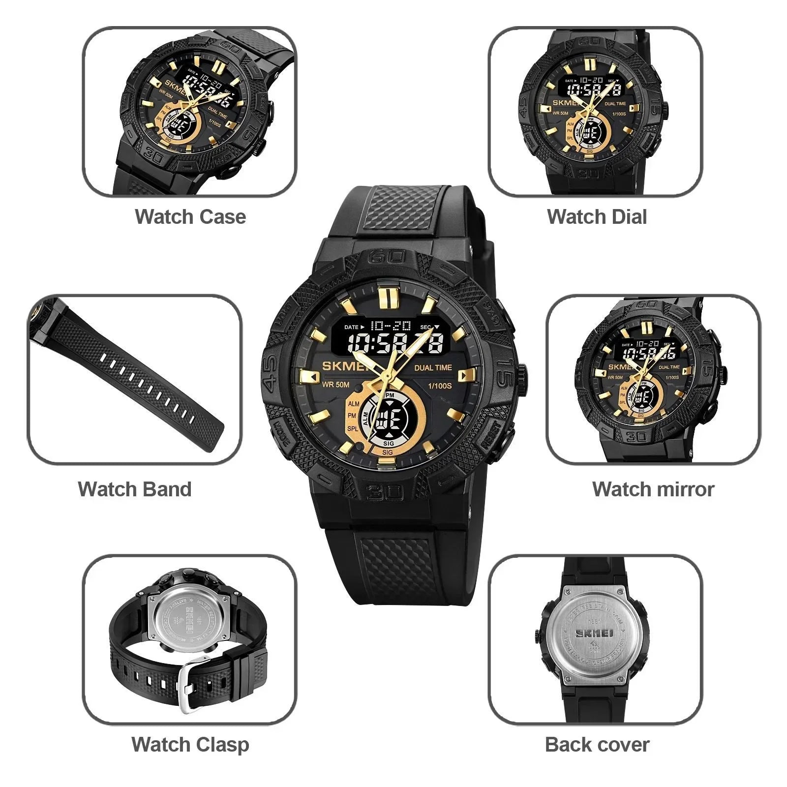 Skmei - 1881 - 50M Waterproof - Gold/Black image 3