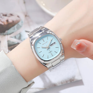 SKMEI 2420 Unisex Analog Quartz Day-Date Watch - Silver/Blue image 3