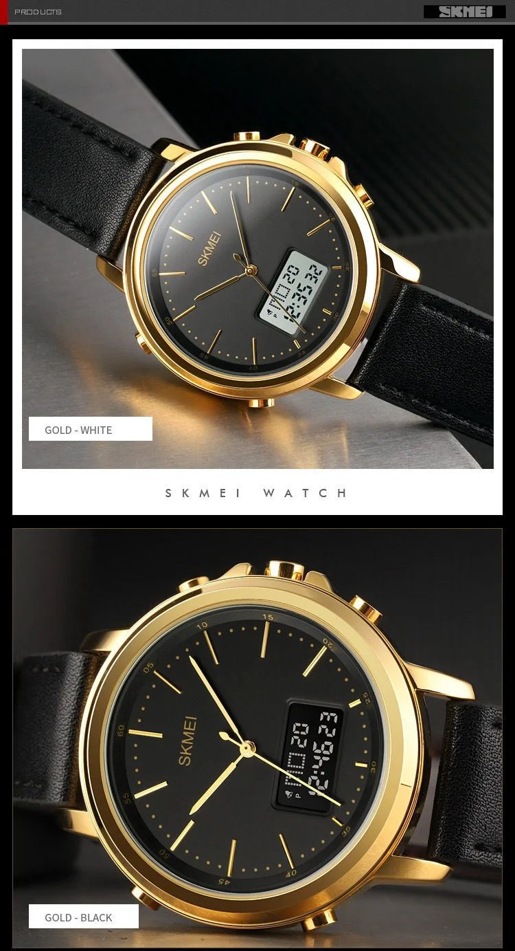 Skmei - 1652 (Strap) - Multifunctional Waterproof - Gold/White-Leather image 5