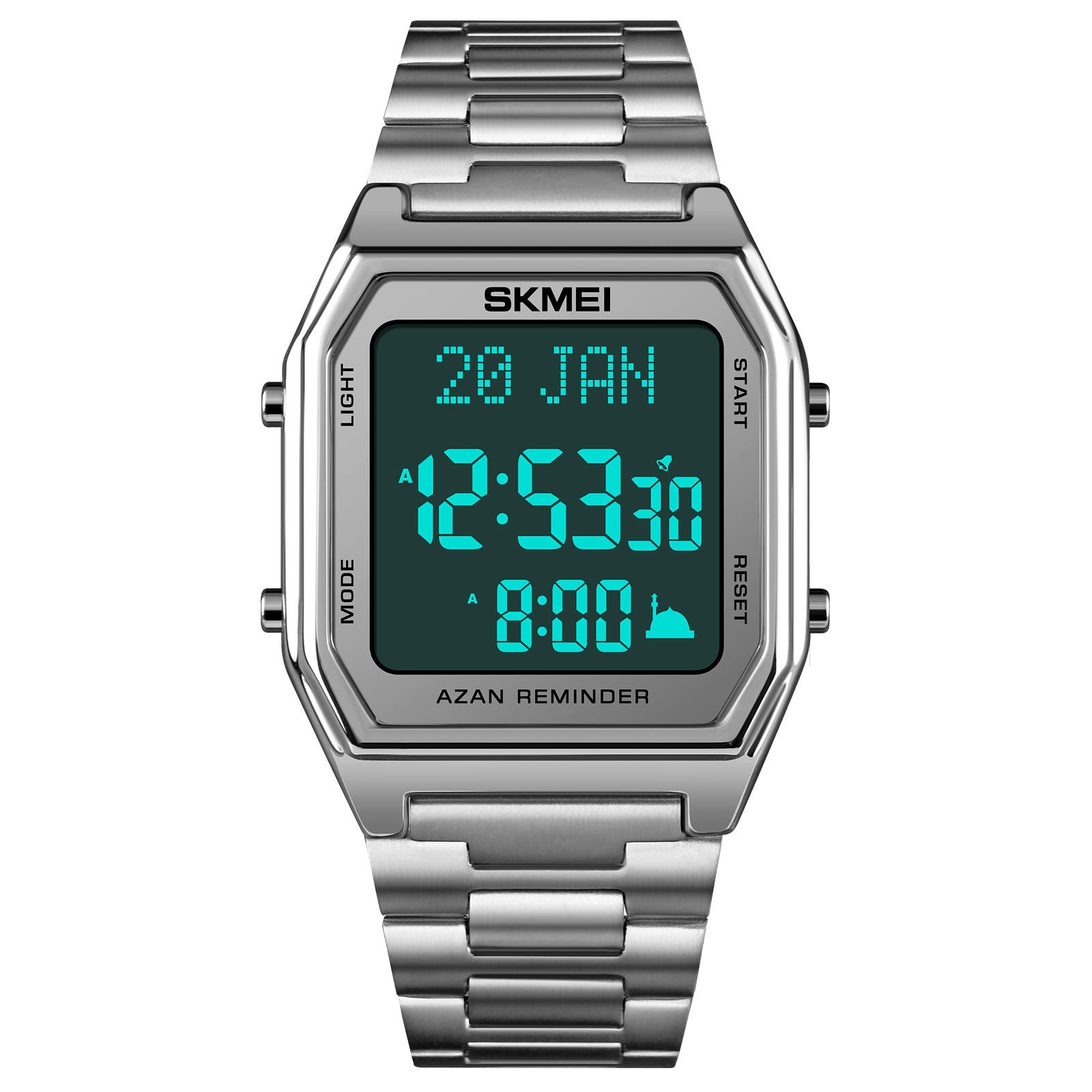 SKMEI - 1763 - Qibla Azan Time Reminder Prayer Watch - silver black image 3