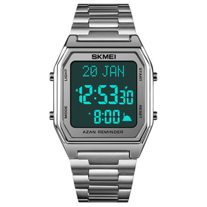SKMEI - 1763 - Qibla Azan Time Reminder Prayer Watch - silver black image 3