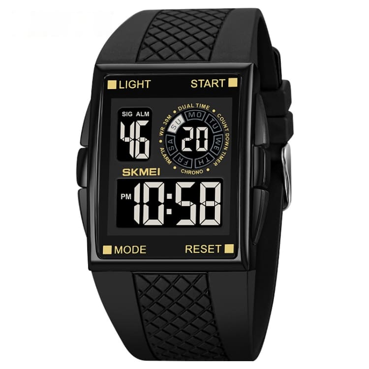 SKMEI - 1967 - Digital LED Multifunction Alarm Electronic Waterproof Watch - Black/Black image 0