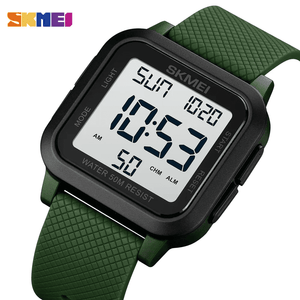 SKMEI 1894 Classic Digital Square Watch - ArmyGreen/white