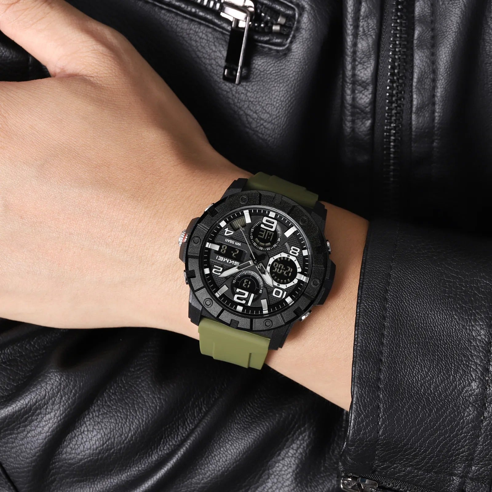 Skmei - 2487 - Urban Storm Dual Display Watch - Army Green image 2
