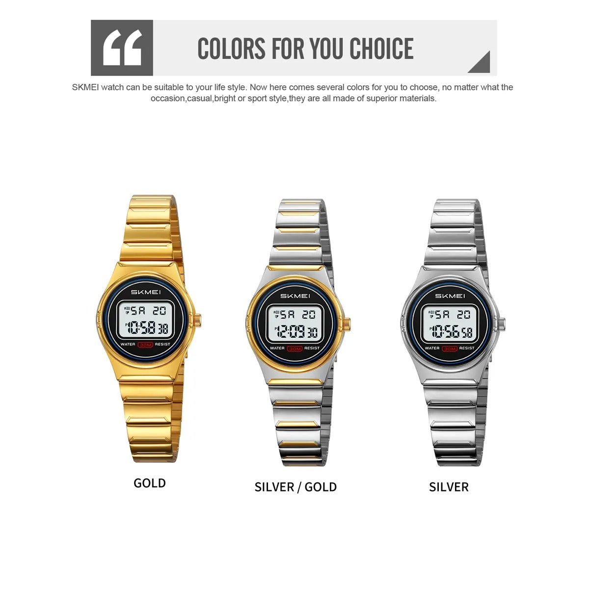 Skmei – 2338 – Women Digital Display Watch – Gold image 8